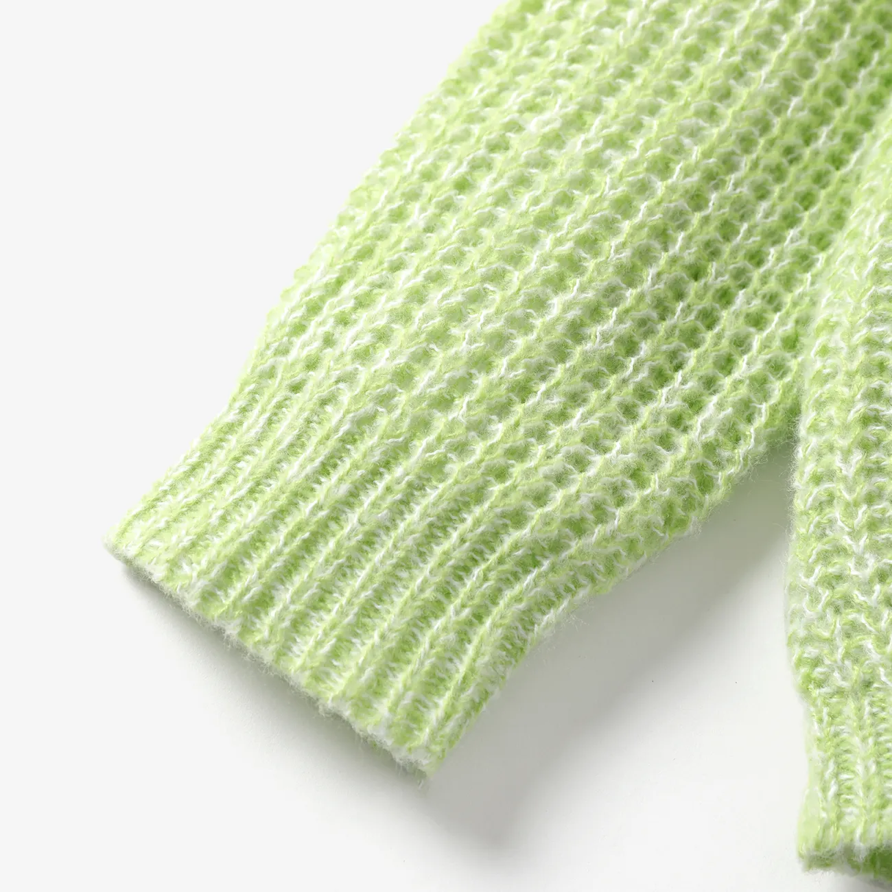 Toddler Girl Button Design Waffle Knit Sweater Cardigan Pale Green big image 1