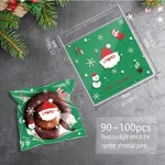 DIY Christmas Cookie Packaging Bags - Snowman and Teddy Bear Cookie Candy Snack Gift Bags Green