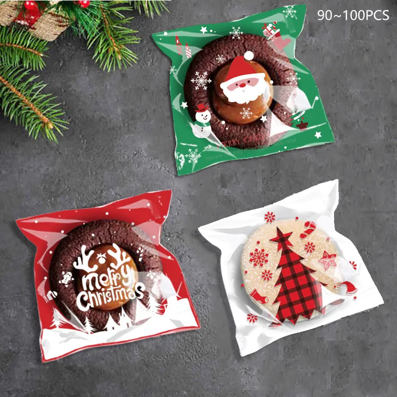 Bolsas de regalo de Navidad - Muñeco de nieve y bolsas de regalo de oso de peluche para galletas y bocadillos Verde big image 1