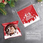 DIY Christmas Cookie Packaging Bags - Snowman and Teddy Bear Cookie Candy Snack Gift Bags Red