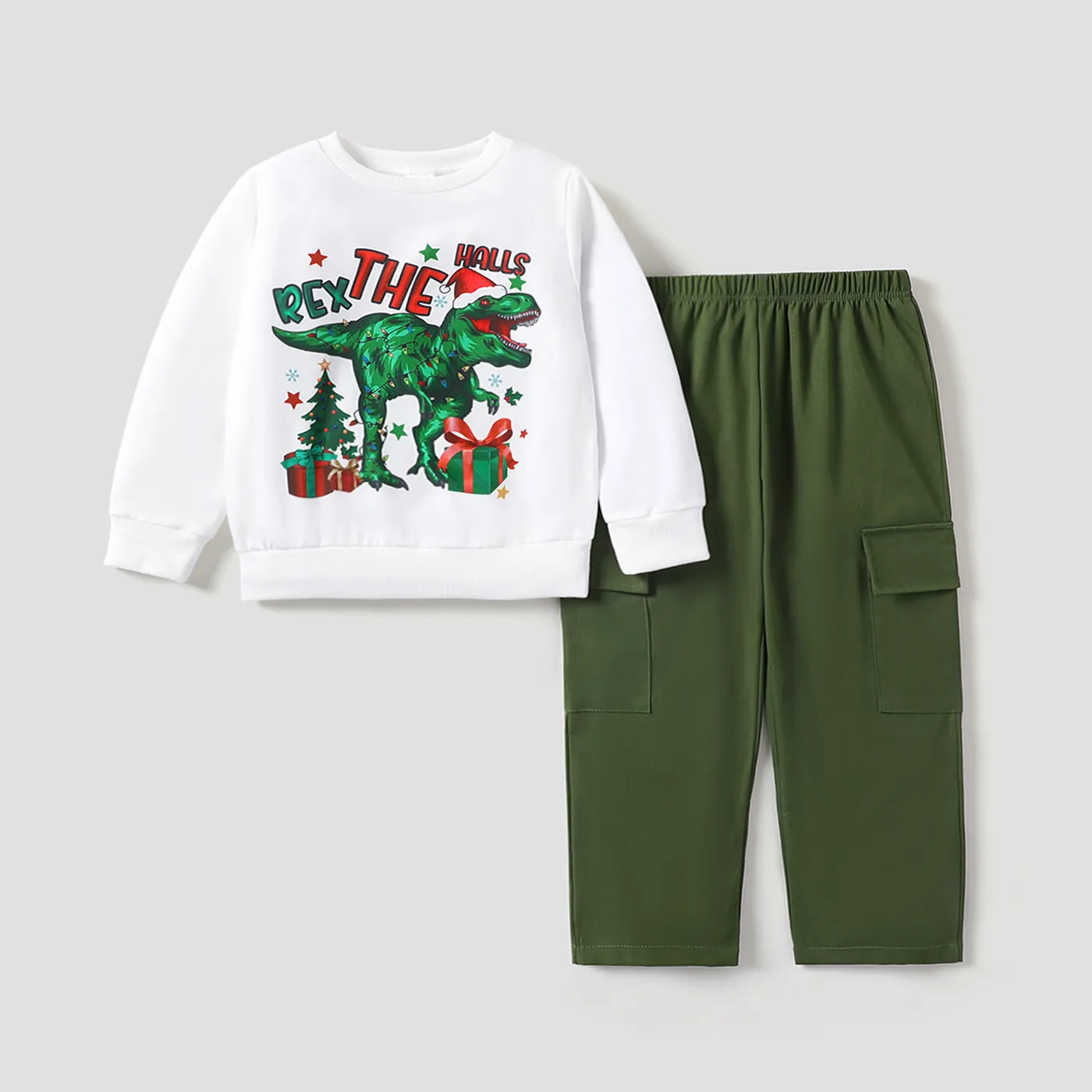 2pcs Kid Boy Christmas Childlike Long Sleeve Set