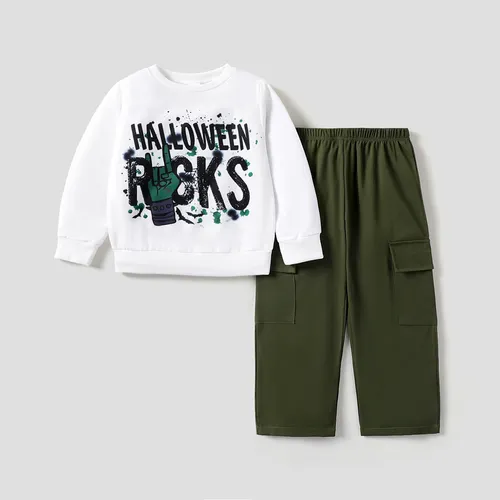 2pcs Kid Boy Halloween Stylish Avant-garde Set with Patch Pocket 
