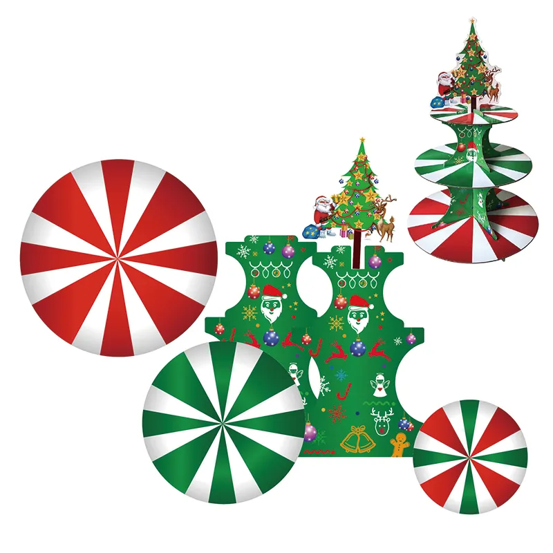 3-stufiger Einweg-Weihnachtskuchenständer Mehrfarbig big image 1