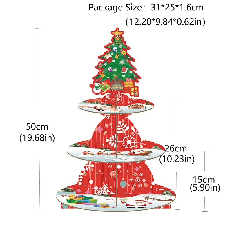 Christmas party multi-layer cake stand, party decoration dessert snack decoration cake stand Red big image 1