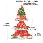 حامل كعكة عيد الميلاد القابل للتصرف من 3 طبقات أحمر