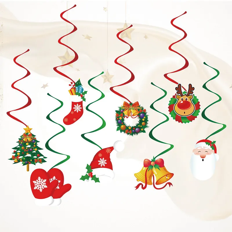 Weihnachtsfeier Spiral Deko Set mit Rentierglocken für Weihnachtsbaum Mehrfarbig big image 1