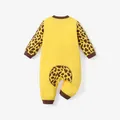 100% Cotton Giraffe Print Long-sleeve Yellow Baby Jumpsuit  image 2