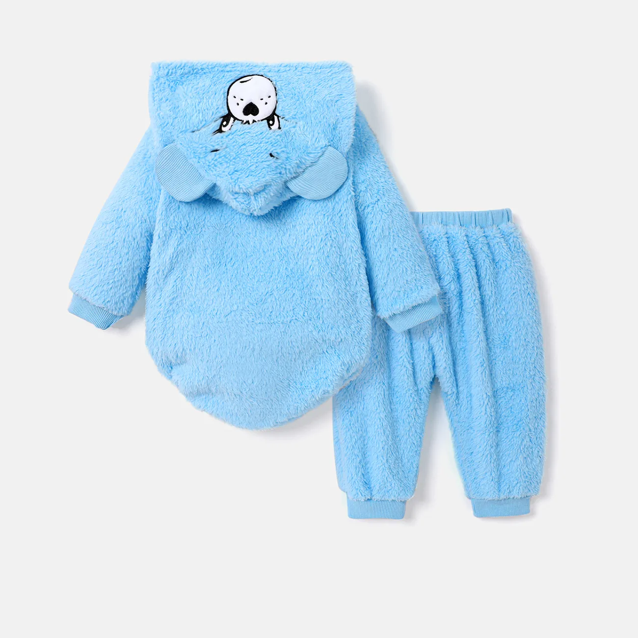 Care Bears Baby Boy/Girl Bear Expression Three-dimensional Hooded One Piece Jumpsuit and One Piece Pants Set  Blue big image 1