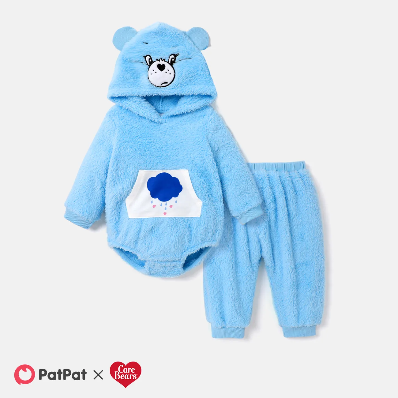 Care Bears Baby Boy/Girl Bear Expression Three-dimensional Hooded One Piece Jumpsuit and One Piece Pants Set   big image 1