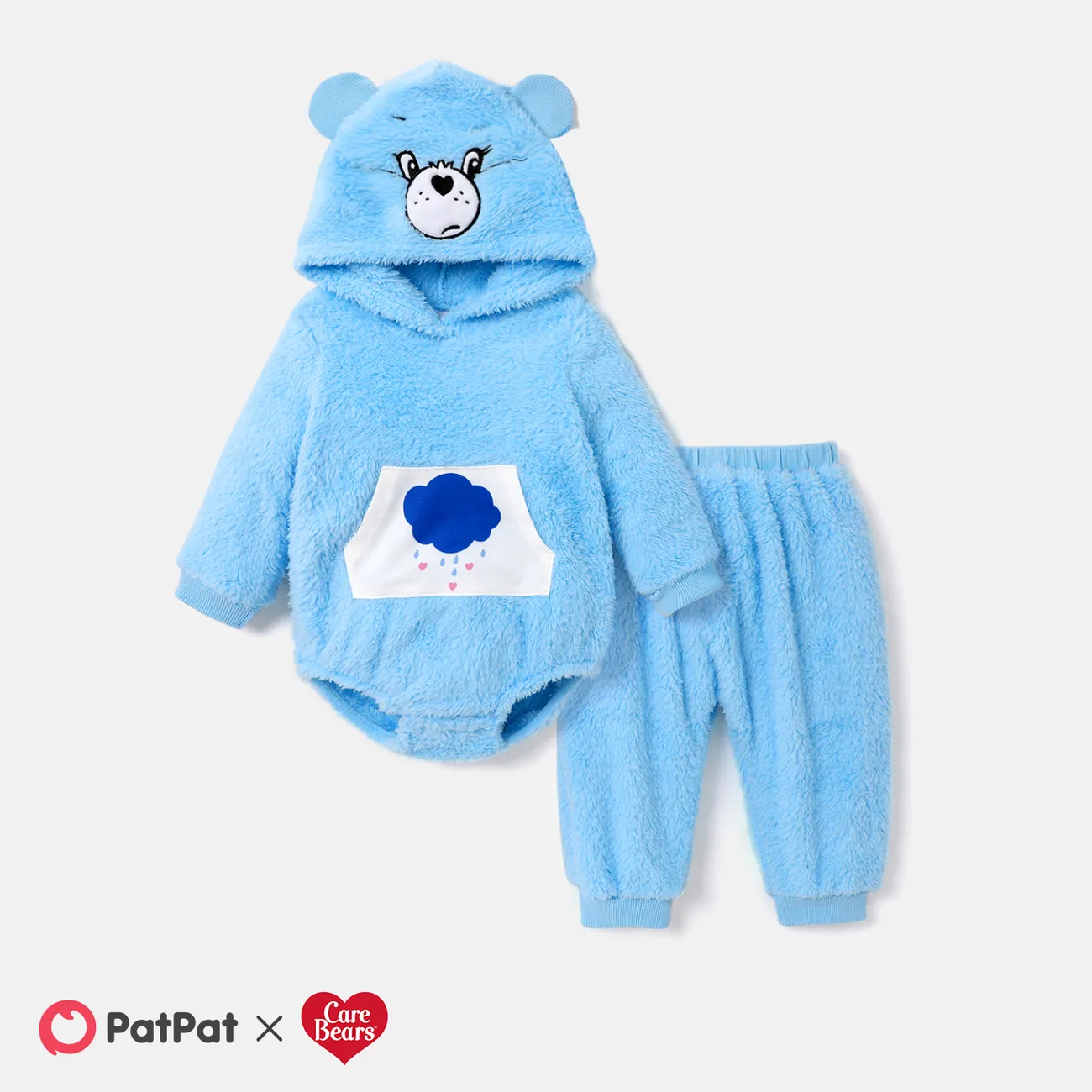 Care Bears Baby Boy/Girl Bear Expression Three-dimensional Hooded One Piece Jumpsuit and One Piece Pants Set big image 1