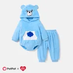 Care Bears Baby Boy/Girl Bear Expression Three-dimensional Hooded One Piece Jumpsuit and One Piece Pants Set  Blue
