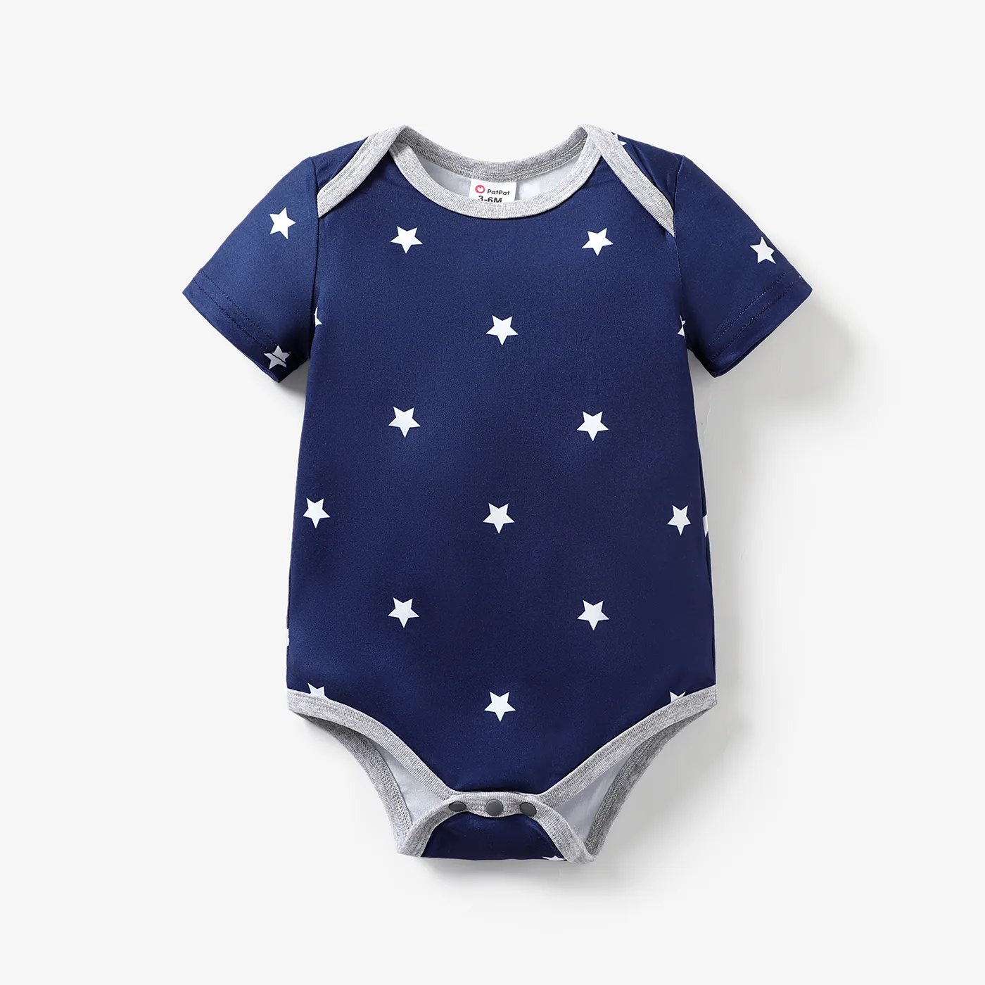Baby Boy/Girl Stars/Striped Short-sleeve Romper Dark Blue