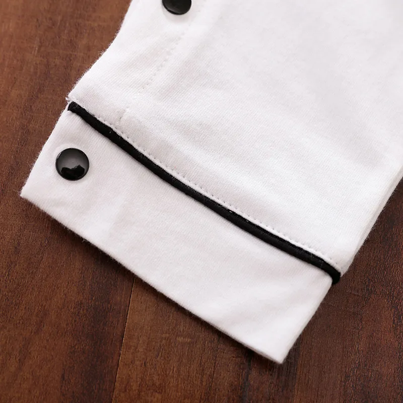 Bébé Unisexe Col de t-shirt polo Basique Manches longues Combinaisons Blanc big image 1