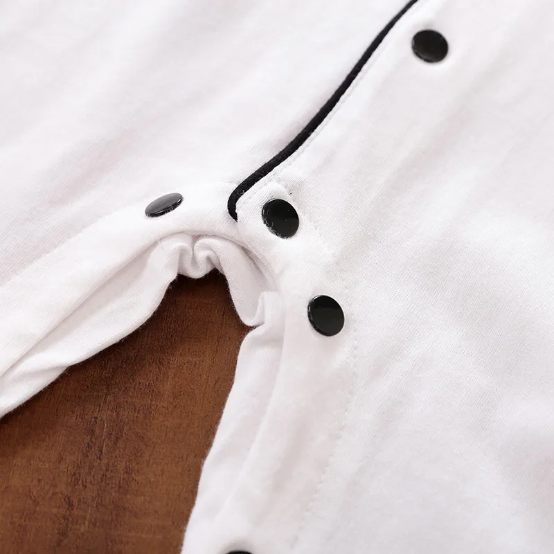 Bébé Unisexe Col de t-shirt polo Basique Manches longues Combinaisons Blanc big image 1