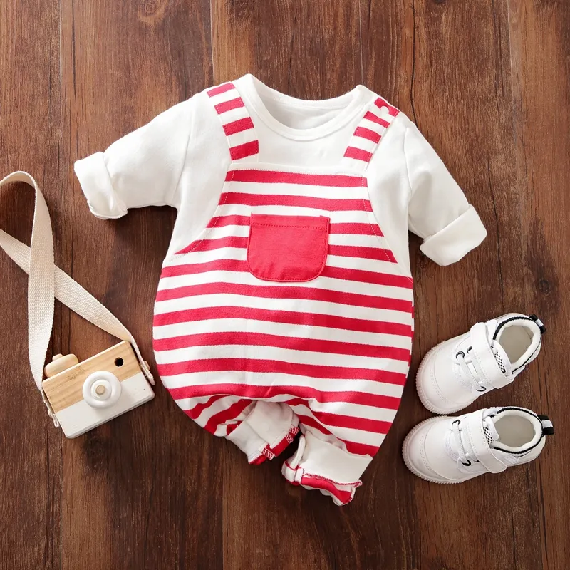 Baby Boy/Girl 100% Cotton Stripe Print Jumpsuit/ Hat And Gloves Set/ Shoes