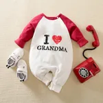 100% Cotton Letter and Heart Print Long-sleeve Baby Jumpsuit Burgundy