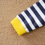 100% Cotton Giraffe Applique Stripe Print Long-sleeve Baby Jumpsuit Dark Blue image 6