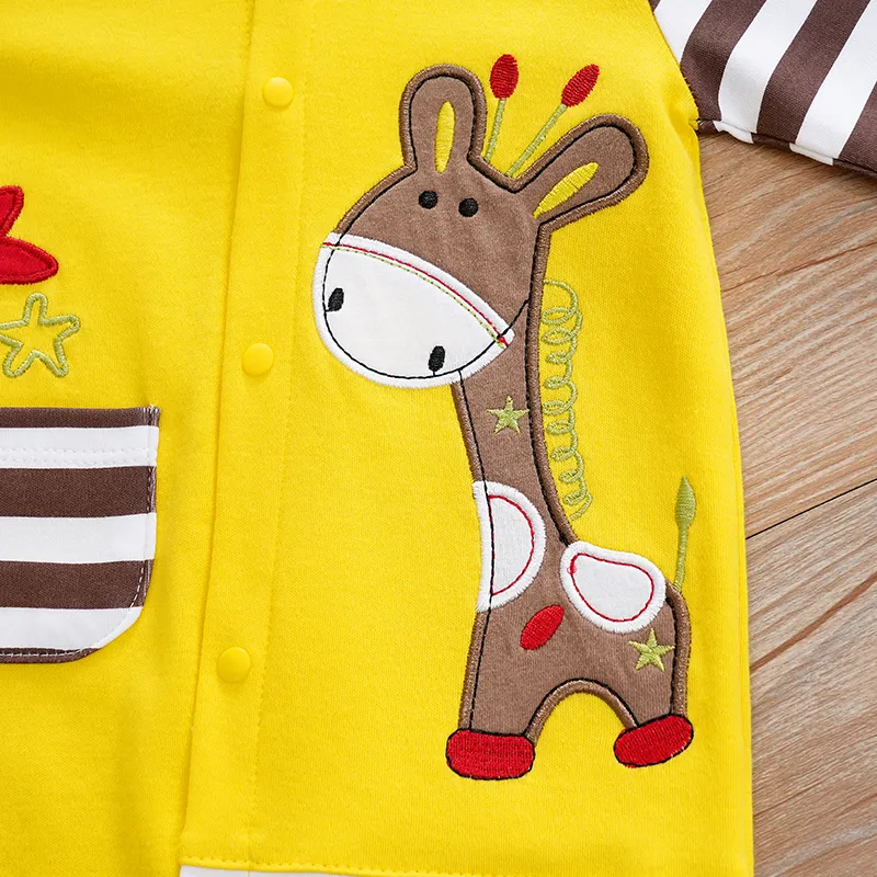 Baby Jungen Hypertaktil Giraffe Kindlich Langärmelig Baby-Overalls gelb big image 1