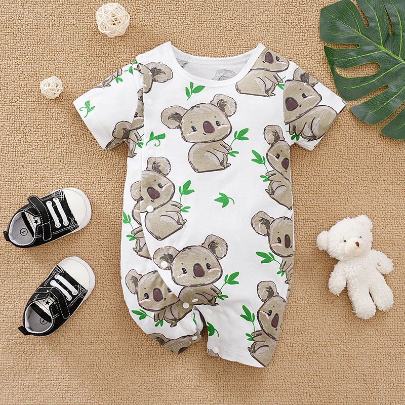 

Baby Girl/Boy 100% Cotton Koala Print Short-sleeve Jumpsuit