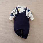 Baby Boy 100% Cotton Elephant Print Bow Tie Lapel Collar Long-sleeve Romper  image 2