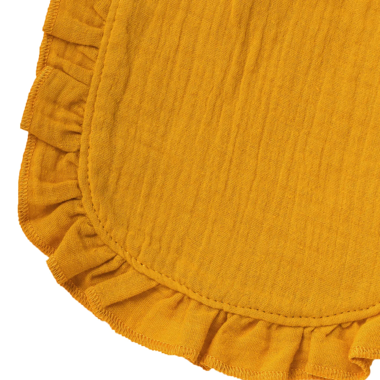 100% Cotton Pure Color Ruffle Trim Textured Baby Bib Snap Button Gauze Washable Drool Teething Saliva Towel Bib Orange big image 1
