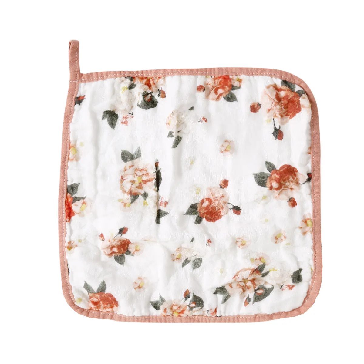 100% Cotton Muslin Baby Washcloth Floral Pattern Baby Face Towels Bibs for Newborn with Sensitive Skin  image 2