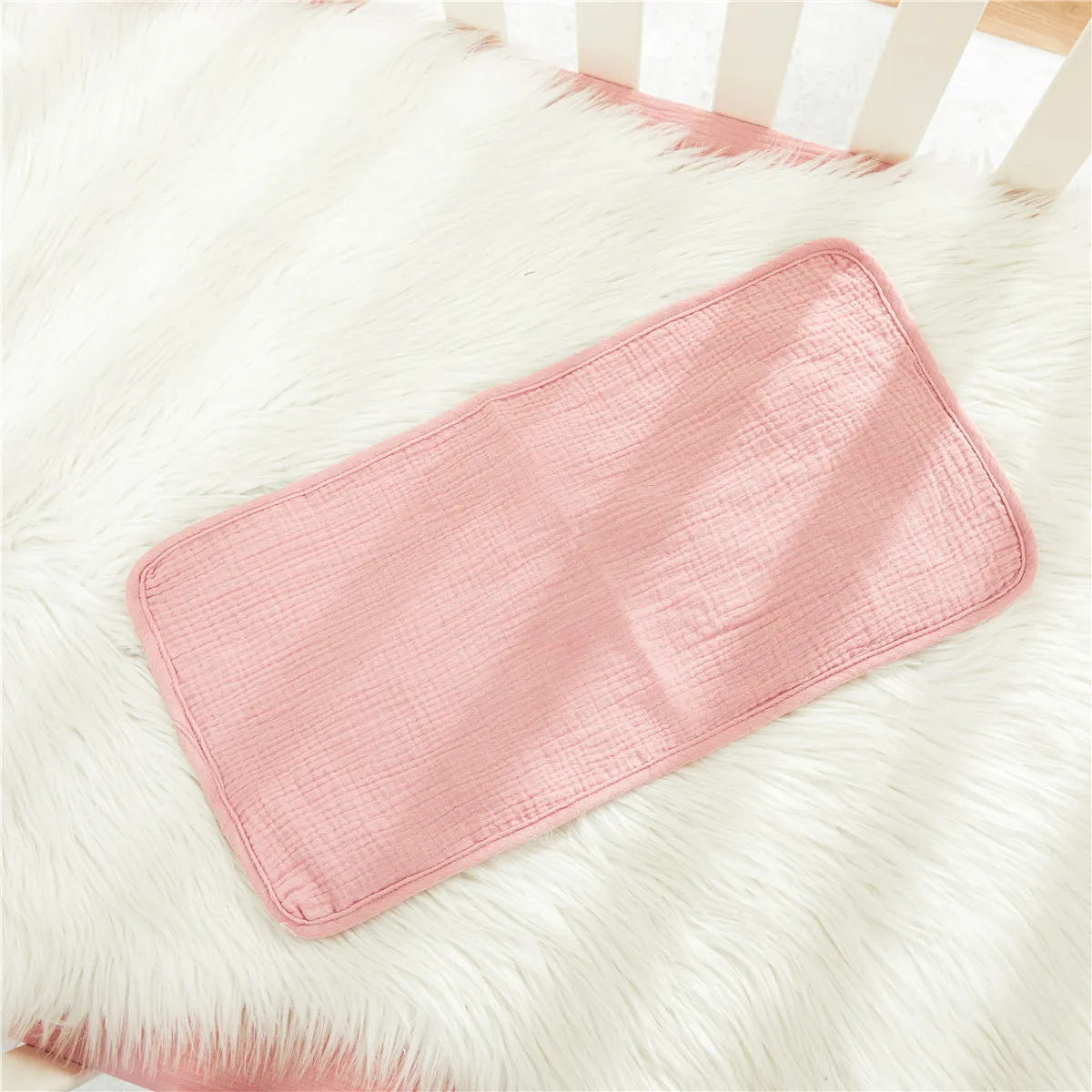 100% Cotton Muslin Baby Gear Includes Bib / Swaddling Blanket / Crib Sheet / Single Layer Quilt / Burp Cloth / Pillow / Washcloth Color-D