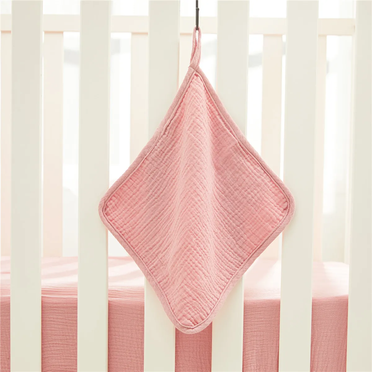 100% Cotton Muslin Baby Gear Includes Bib / Swaddling Blanket / Crib Sheet / Single Layer Quilt / Burp Cloth / Pillow / Washcloth Color-F
