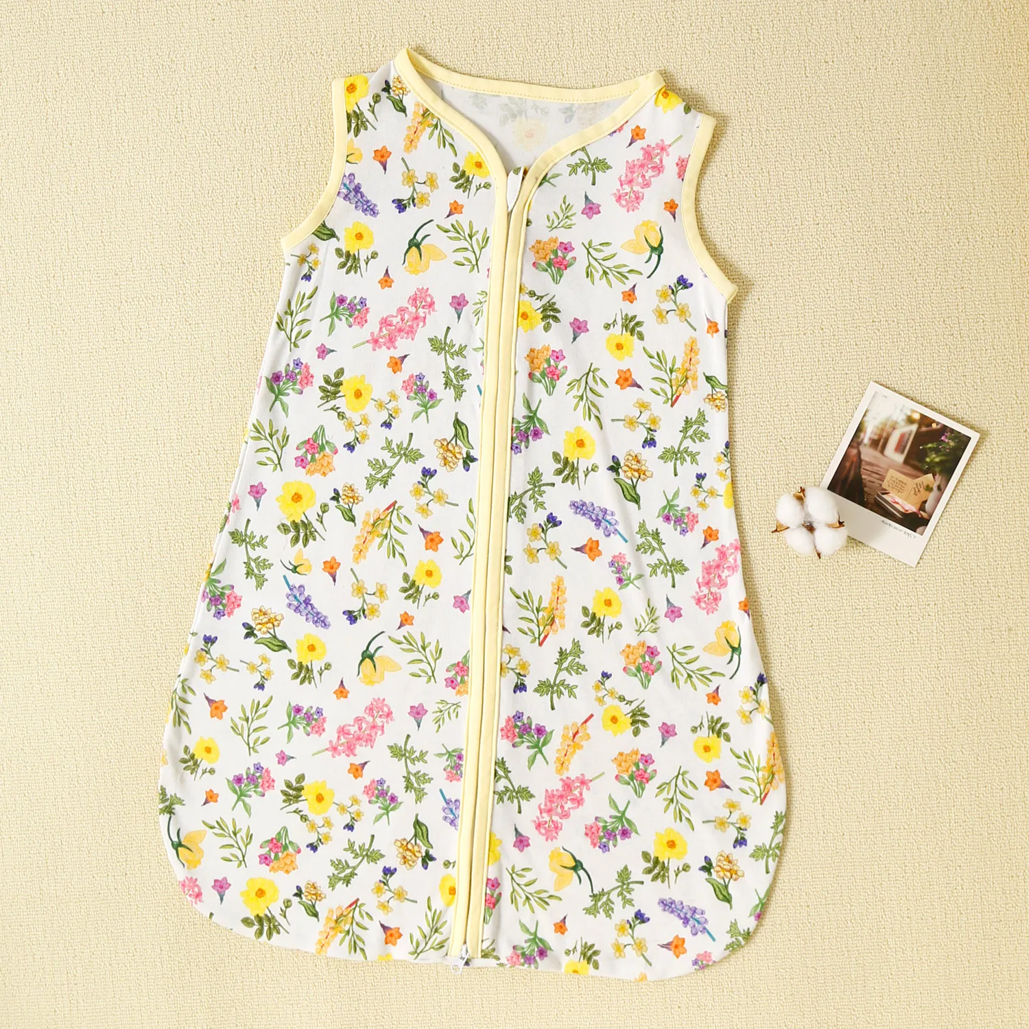 100% algodão floral impressão zip up sem mangas bebê sacos de dormir / travesseiro / cobertor de abanar Multicolorido image 5