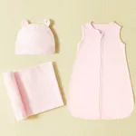 100% Cotton Sleeveless Baby Sleeping Bags / Swaddling Blanket / Beanie Hat Pink