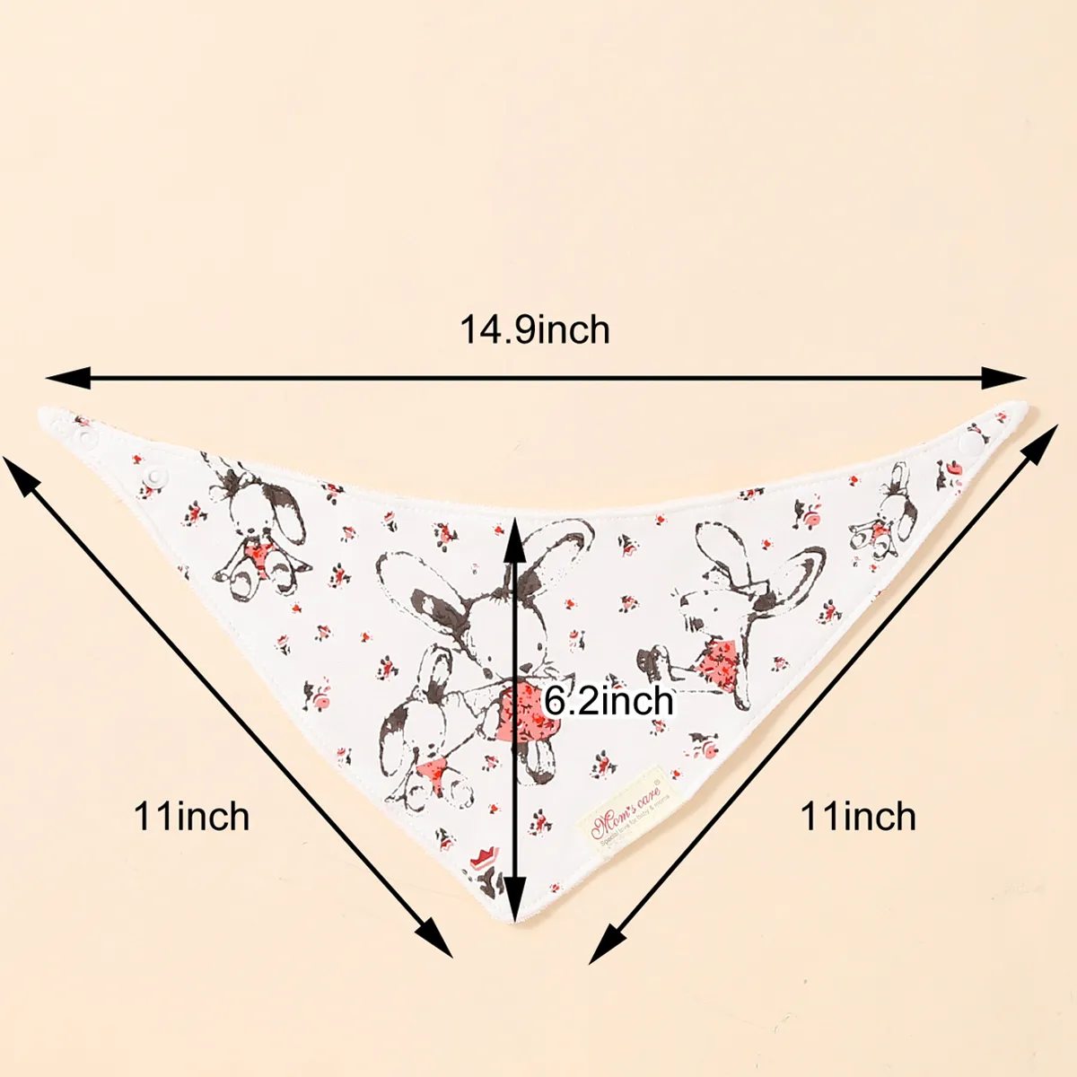 3-pack Baby Triangle Saliva Towel Allover Print Snap Button Adjustable Cotton Bibs for Baby Girl  image 2