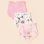 3-pack Baby Triangle Saliva Towel Allover Print Snap Button Adjustable Cotton Bibs for Baby Girl  image 3