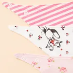 3-pack Baby Triangle Saliva Towel Allover Print Snap Button Adjustable Cotton Bibs for Baby Girl  image 5