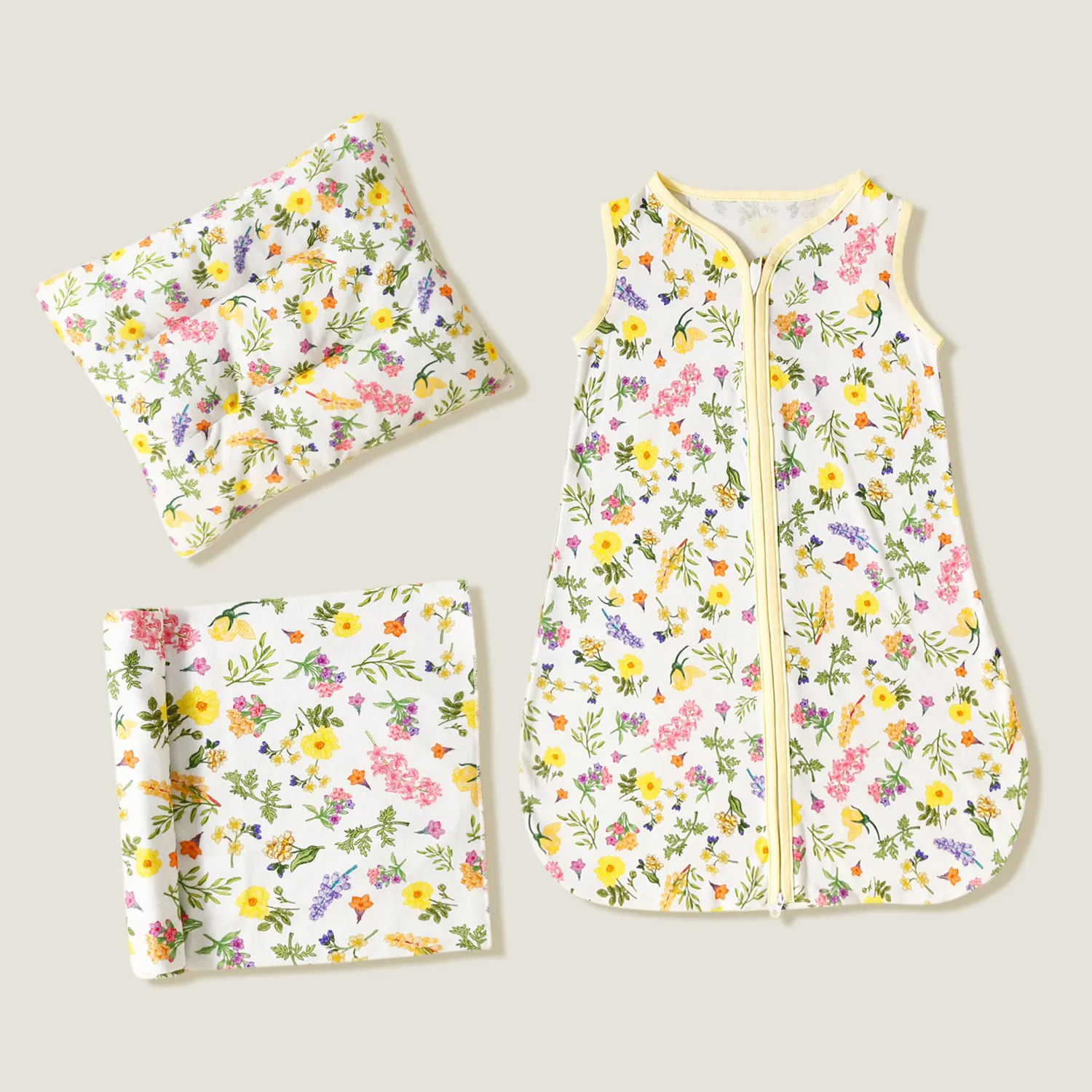 100% algodão floral impressão zip up sem mangas bebê sacos de dormir / travesseiro / cobertor de abanar Multicolorido image 4