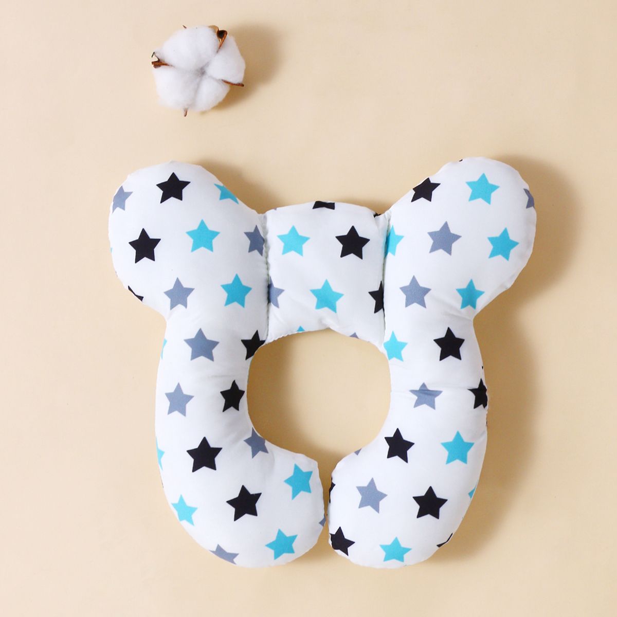Oreiller Baby Allover Star Print Pour Nourrissons, Bear White
