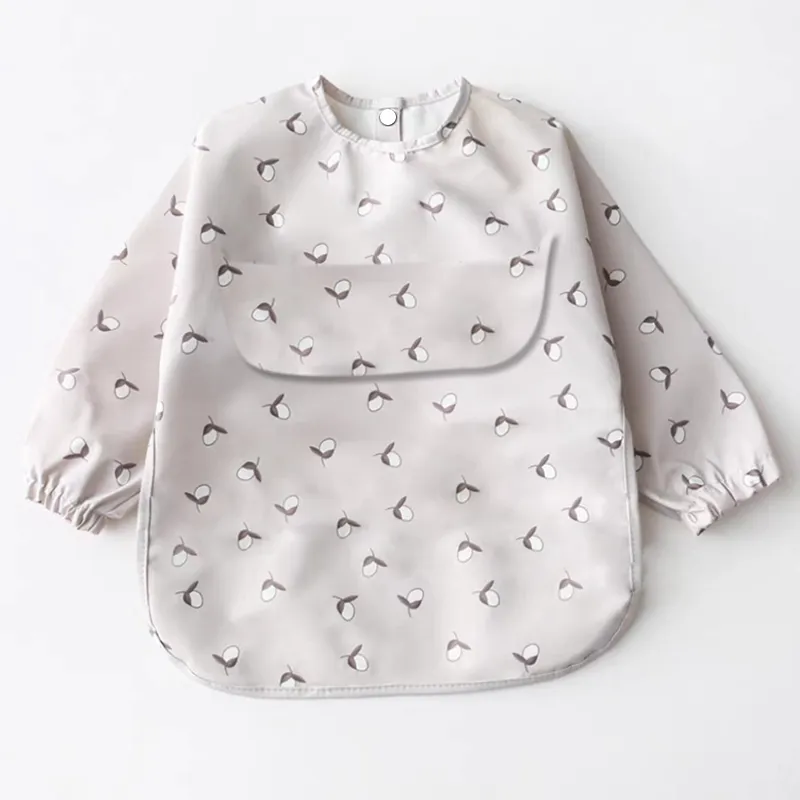 À prova de bagunça bebê babador, bonito vestido de manga comprida, babadores impermeáveis para crianças, Baby Smock Cor-D