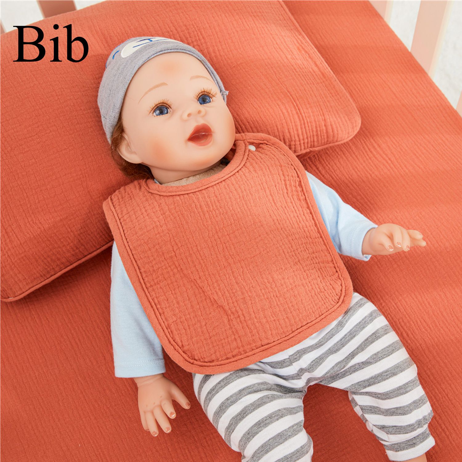 100 Cotton Muslin Baby Gear Includes Bib / Swaddling Blanket / Crib