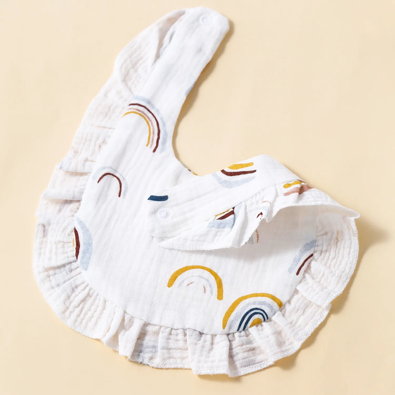 100% Cotton Ruffle Soft Comfy Breathable Gauze Fabric Unisex Babies' Teething Bibs  image 3