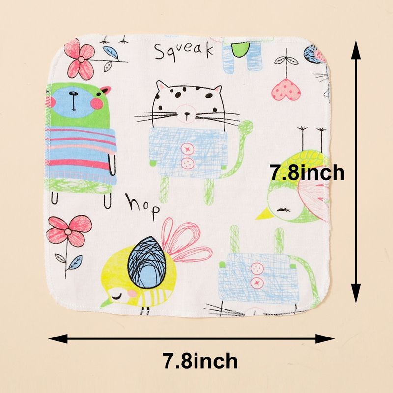8 Soft Cotton Baby Drool Bibs With Cute Cartoon Patterns And Active Printing For Baby's Skin Protection