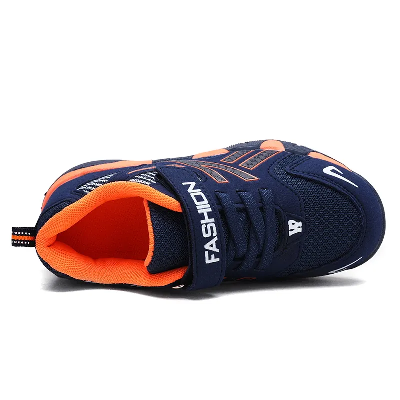 Toddler / Kid Navy Velcro Closure Mesh Panel Breathable Sports Shoes  big image 3