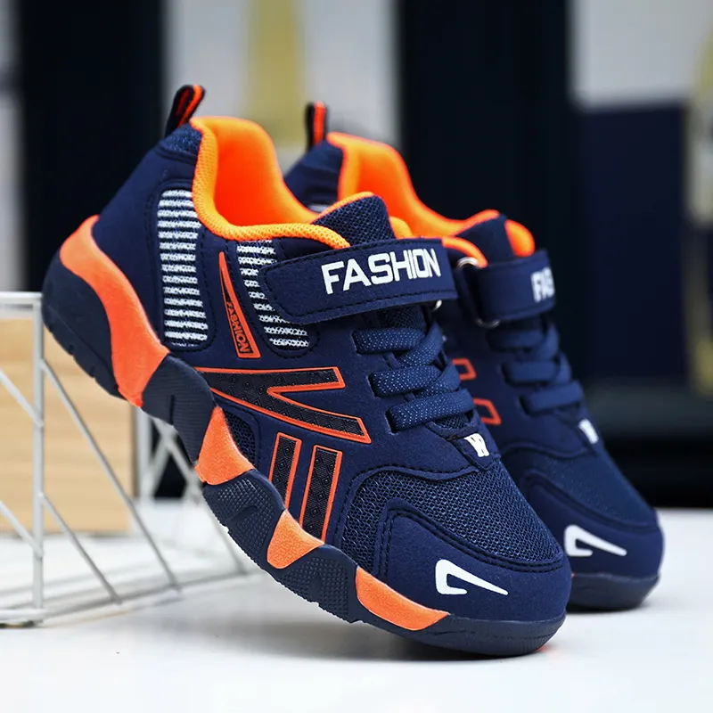 Toddler / Kid Navy Velcro Closure Mesh Panel Breathable Sports Shoes big image 4