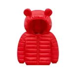 Baby / Toddler Stylish 3D Ear Print Solid Hooded Cotton Coat Red