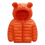 Solid Hooded 3D Ear Design Long-sleeve Baby Coat Jacket Orange