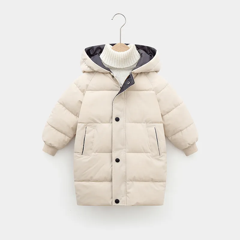 Toddler/Kid Boy/Girl Hooded Button Design Cotton-Padded Coat Beige big image 1