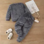 2-piece Toddler Girl/Boy Fox Pattern Ear Design Fuzzy Sweatshirt and Pants Set  image 2