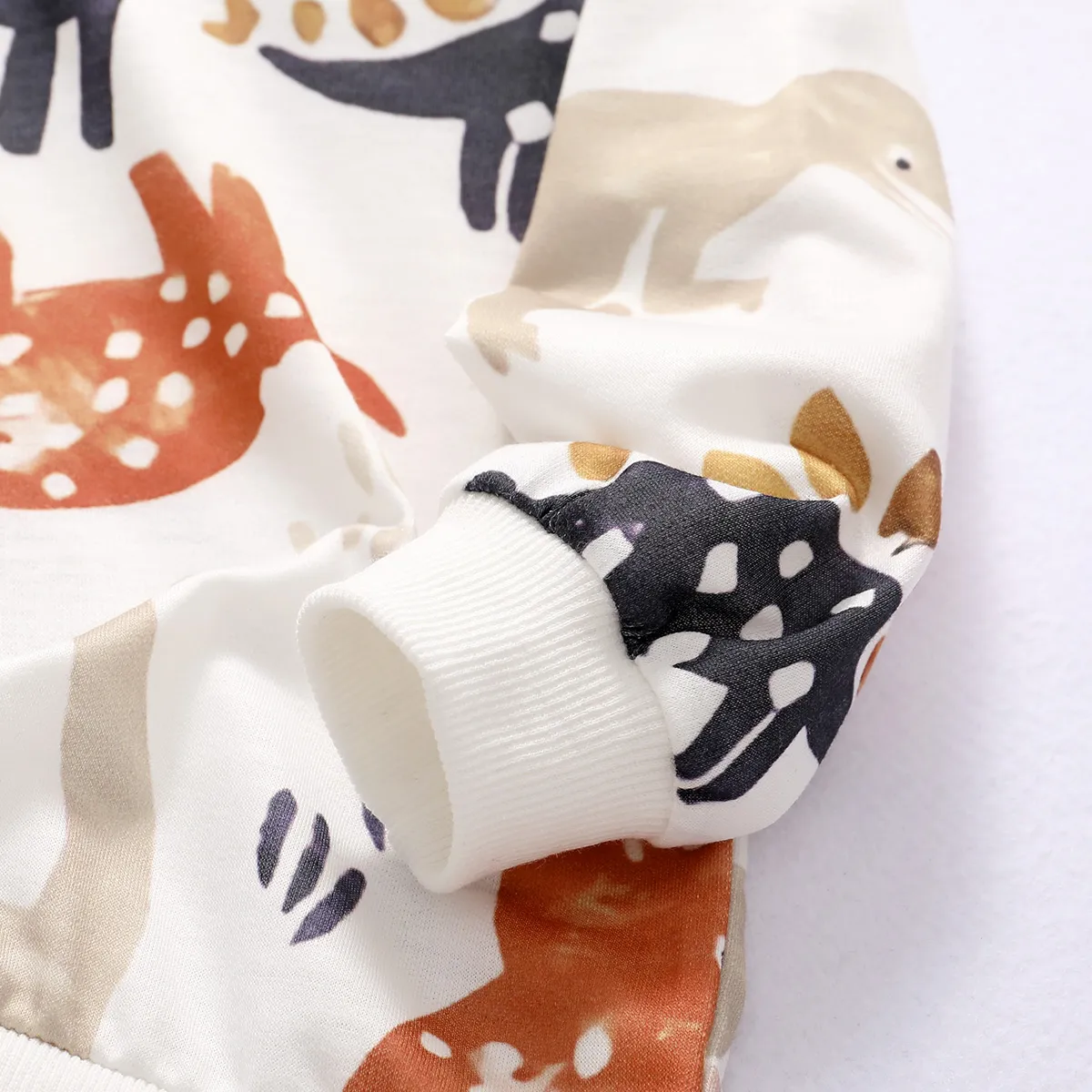 Baby Boy All Over Cartoon Dinosaur Print Long-sleeve Pullover Sweatshirt White image 2