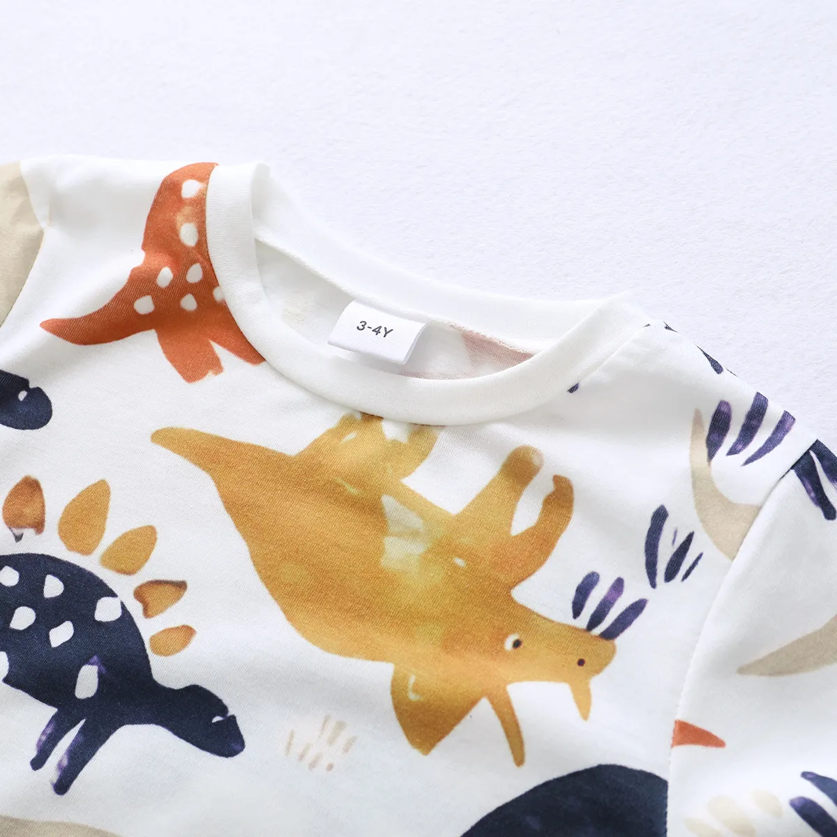 Toddler Boy Animal Dinosaur Print Short-sleeve Tee White big image 1