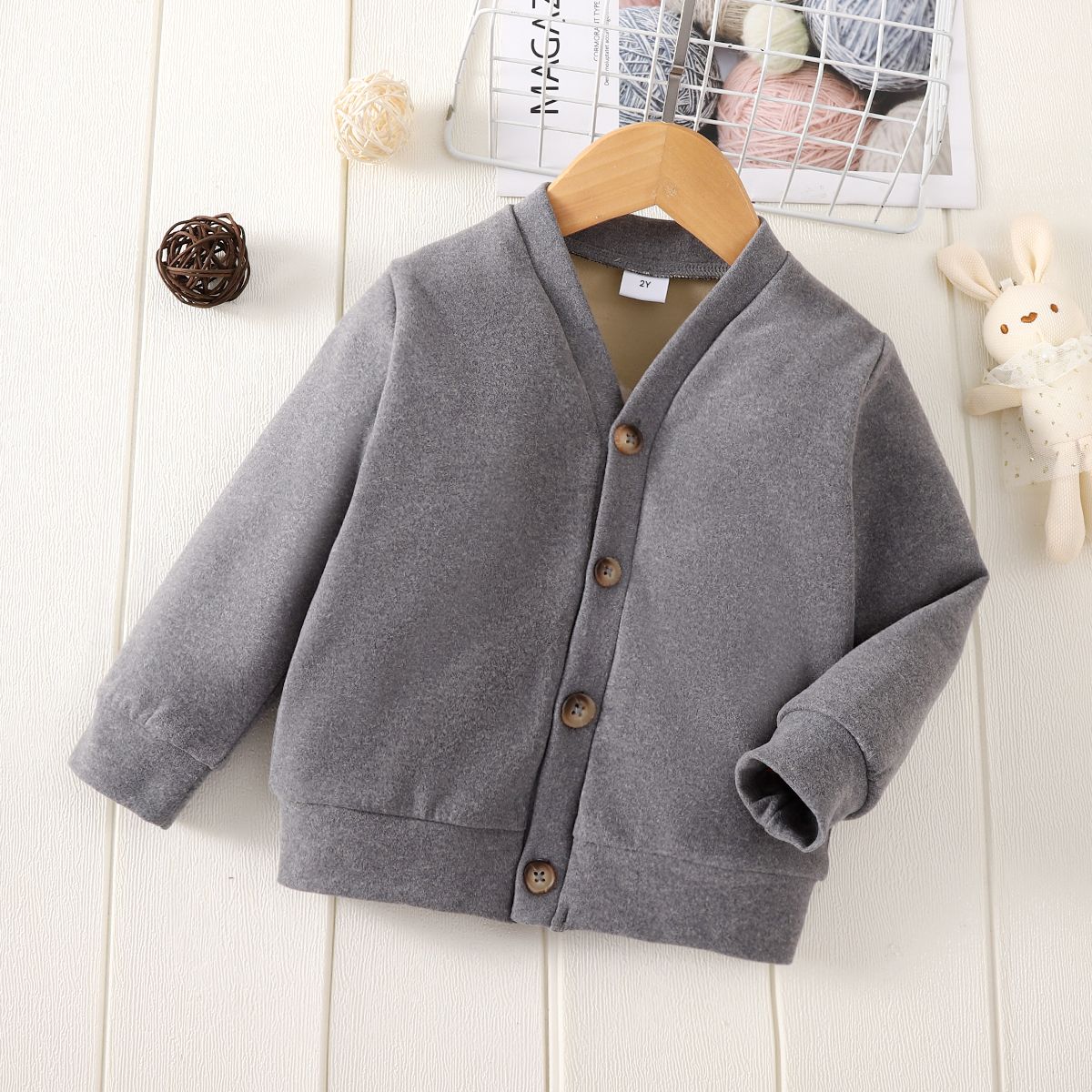 

Toddler Boy/Girl Basic Button Design Solid Color Jacket