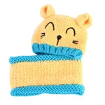 2 件套嬰幼兒針織動物設計便帽帽子和圍巾套裝 黃色