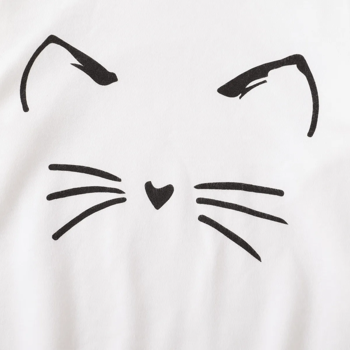 Kid Girl Cat Print Ear Design Solid Hoodie Sweatshirt White big image 1